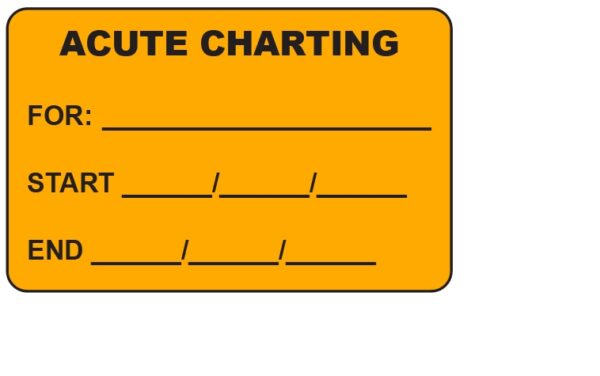 "ACUTE CHARTING" Imprinted Label - Fluorescent Orange
