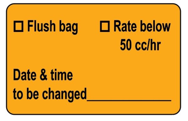 "Flush bag" Imprinted Label - Fluorescent Orange