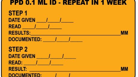 "PPD 0.1 ML ID" Imprinted Label - Fluorescent Orange