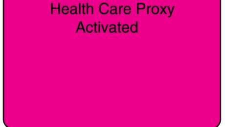 "Health Care Proxy" Imprinted Label - Fluorescent Pink