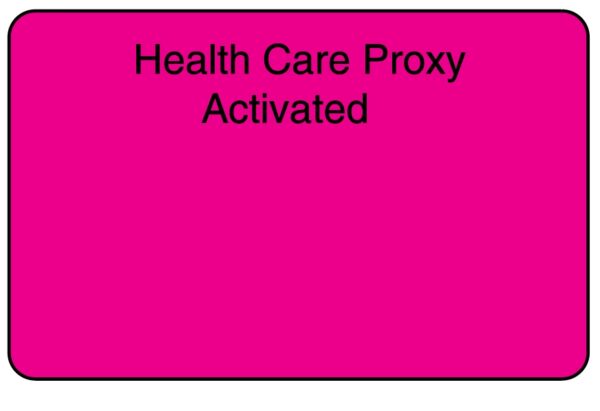 "Health Care Proxy" Imprinted Label - Fluorescent Pink