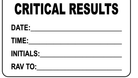 "CRITICAL RESULTS" Imprinted Label - White