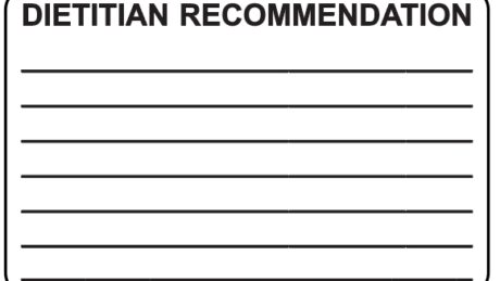 "DIETITIAN RECOMMENDATION" Imprinted Label - White