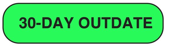 "30-DAY OUTDATE" Imprinted Label - Fluorescent Green