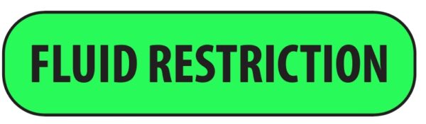 "FLUID RESTRICTION" Imprinted Label - Fluorescent Green