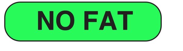 "NO FAT" Imprinted Label - Fluorescent Green