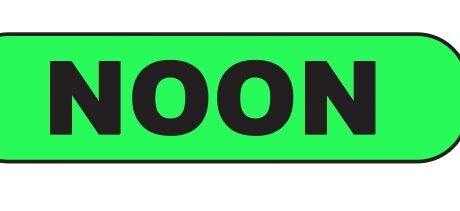 "NOON" Imprinted Label - Fluorescent Green