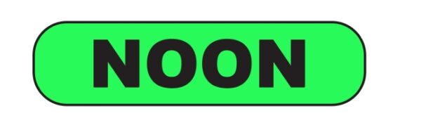 "NOON" Imprinted Label - Fluorescent Green