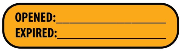 "OPENED" Imprinted Label - Fluorescent Orange