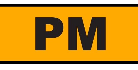 "PM" Imprinted Label - Fluorescent Orange