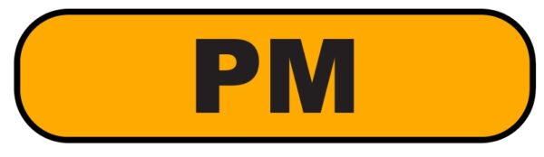 "PM" Imprinted Label - Fluorescent Orange