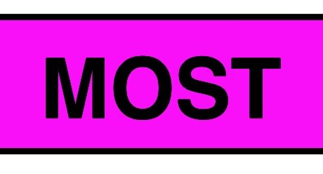 "MOST" Imprinted Label - Fluorescent Pink