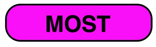 "MOST" Imprinted Label - Fluorescent Pink