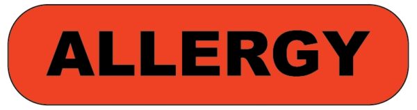 "ALLERGY" Imprinted Label - Fluorescent Red