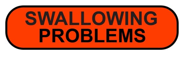 "SWALLOWING PROBLEMS" Imprinted Label - Fluorescent Red