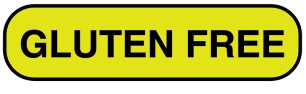 "GLUTEN FREE" Imprinted Label - Fluorescent Yellow