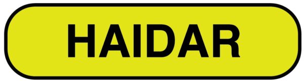 "HAIDAR" Imprinted Label - Fluorescent Yellow
