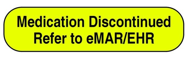 "Med Discontinued" Imprinted Label - Fluorescent Yellow