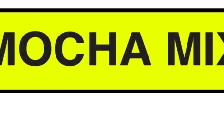 "MOCHA MIX" Imprinted Label - Fluorescent Yellow