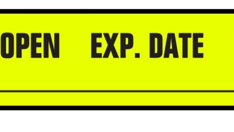 "DATE OPEN" Imprinted Label - Fluorescent Yellow