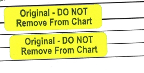 "DO NOT Remove From Chart" Imprinted Label - Fluorescent Yellow