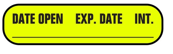 "DATE OPEN" Imprinted Label - Fluorescent Yellow