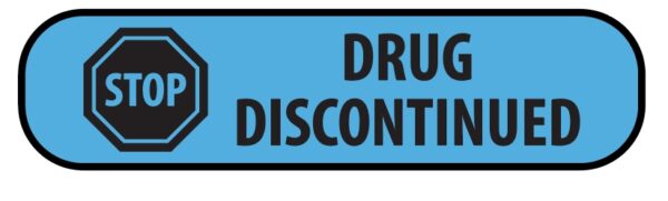 "DRUG DISCONTINUED" Imprinted Label - Blue