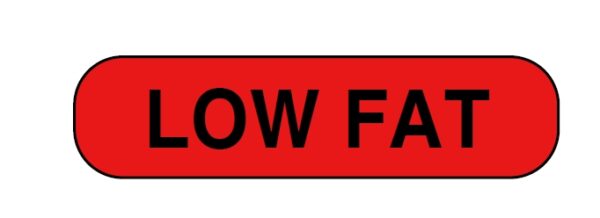 "LOW FAT" Imprinted Label - Red