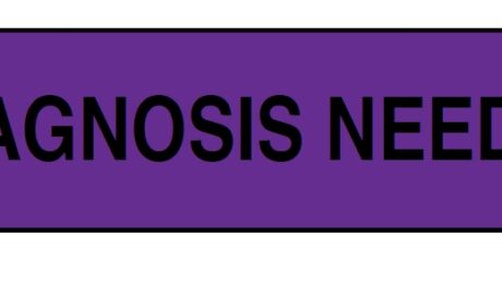 "DIAGNOSIS NEEDED" Imprinted Label - Purple