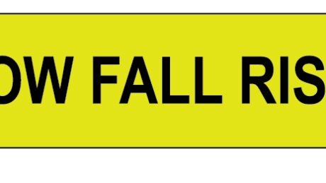 "LOW FALL RISK" Imprinted Label - Yellow
