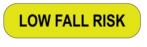 "LOW FALL RISK" Imprinted Label - Yellow